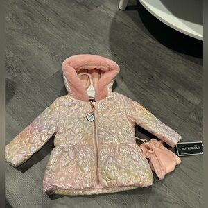 NWT toddler girls Rothschild quit peplum jacket with mittens